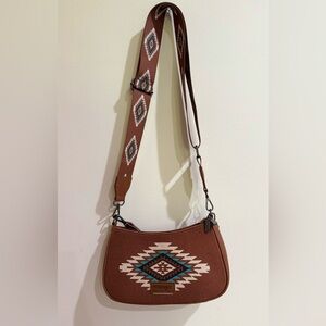 Wrangler Western Brown and White Aztec Patterned Crossbody Bag